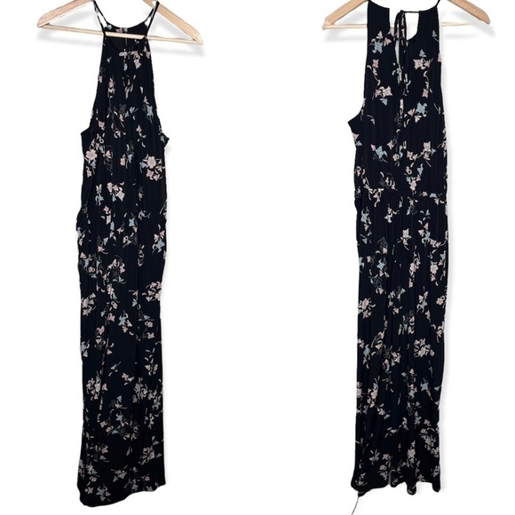 1. State Black Floral Halter sleeveless wide leg Jumpsuit Sz 1X - Picture 3 of 10